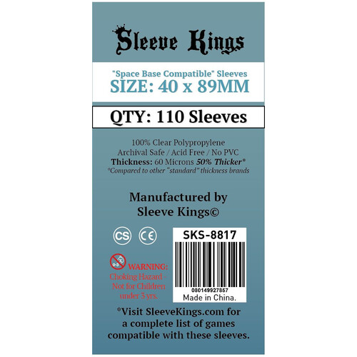 Sleeve Kings Board Game Sleeves "Space Base Compatible" (40mm x 89mm) (110 Sleeves Per Pack)