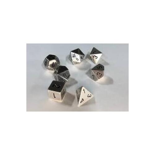 Dice Set Metal Polyhedral Silver