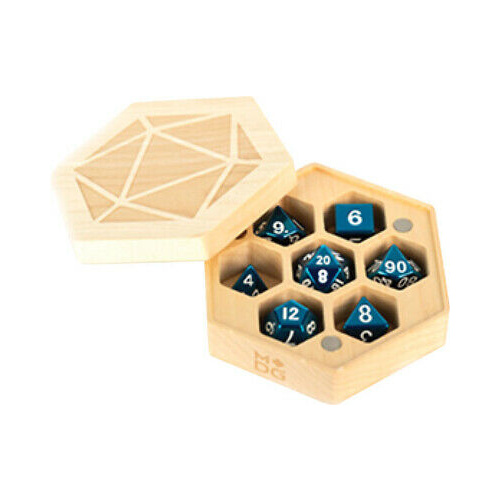 Wood Hex Chest Dice Case - Maple Wood
