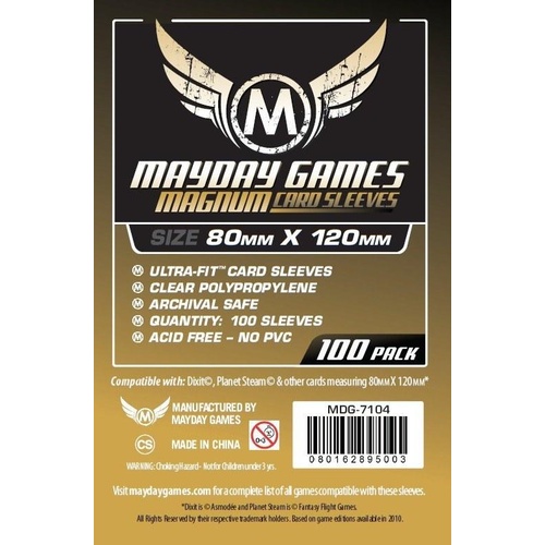 Mayday 7104 - Standard Magnum Gold Card Sleeves (Pack of 100) - 80 MM X 120 MM