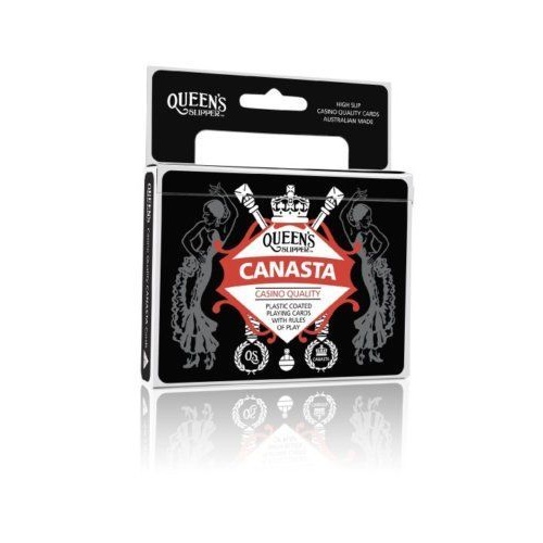 4 x Queen's Slipper Canasta Playing Cards Casino Plastic Coated Double Decks 
